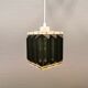 Old Swedish lamp made of metal and smoked solid glass pieces.