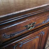 Buffet from the late 19th century with pink-brown marble in Louis XV style.