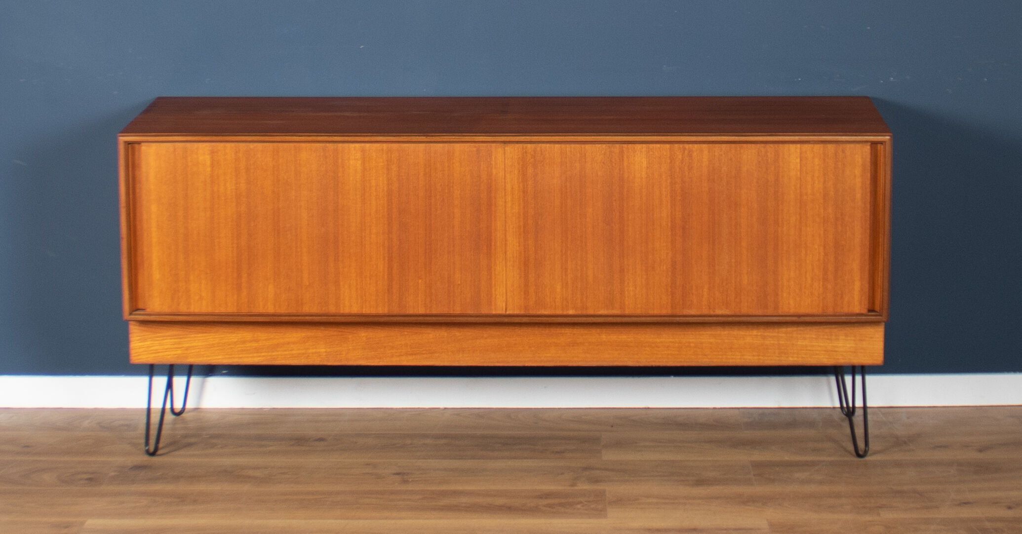 Retro teak 1960s G plan form five sideboard on hairpin legs