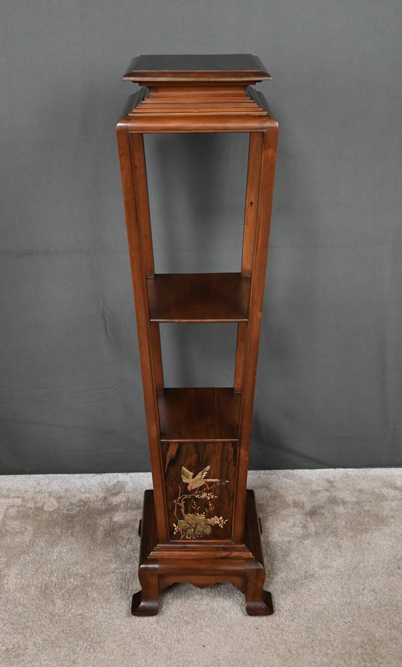 Large Cherry & Walnut Stool, Asian style – Early 20th century