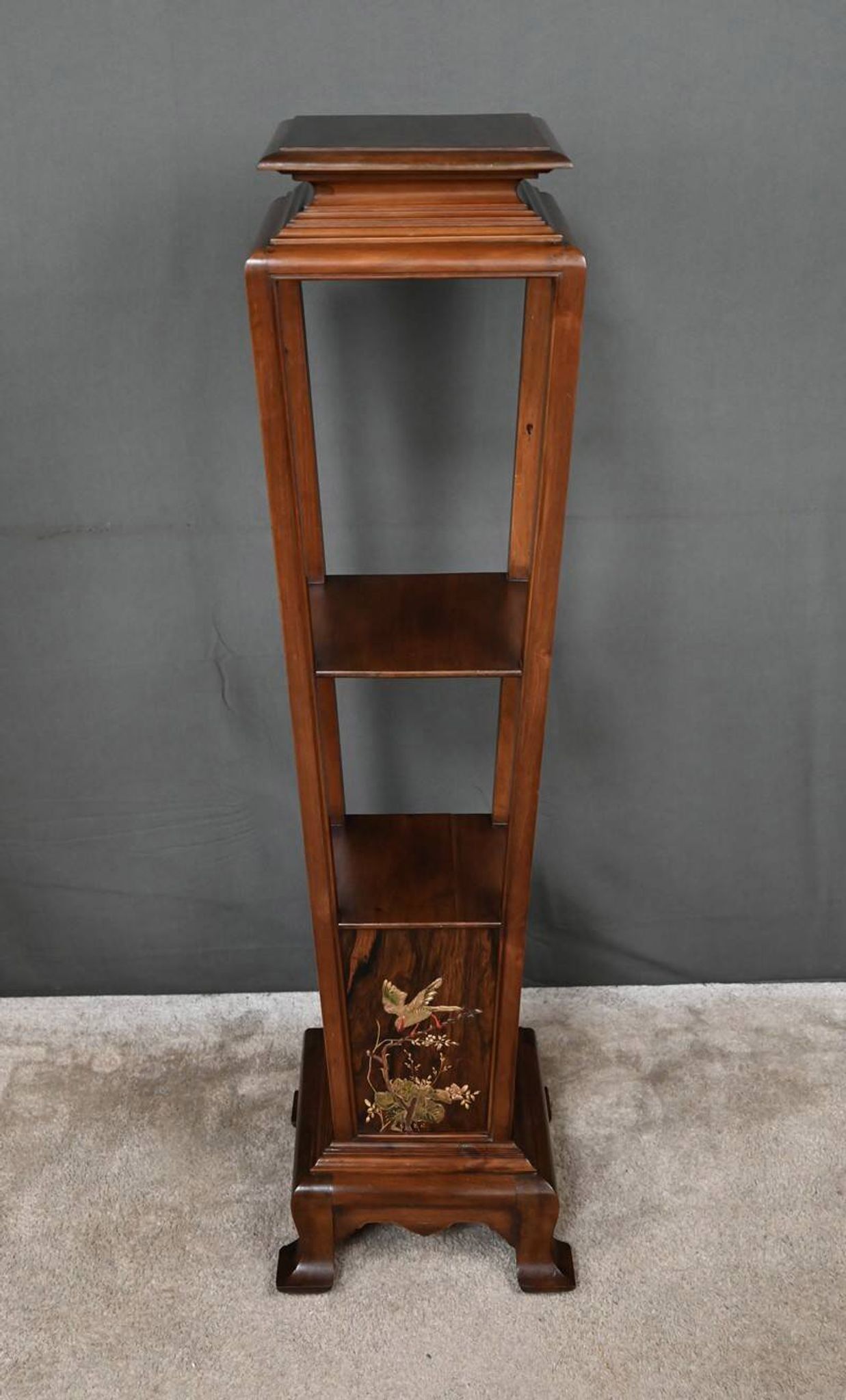 Large Cherry & Walnut Stool, Asian style – Early 20th century