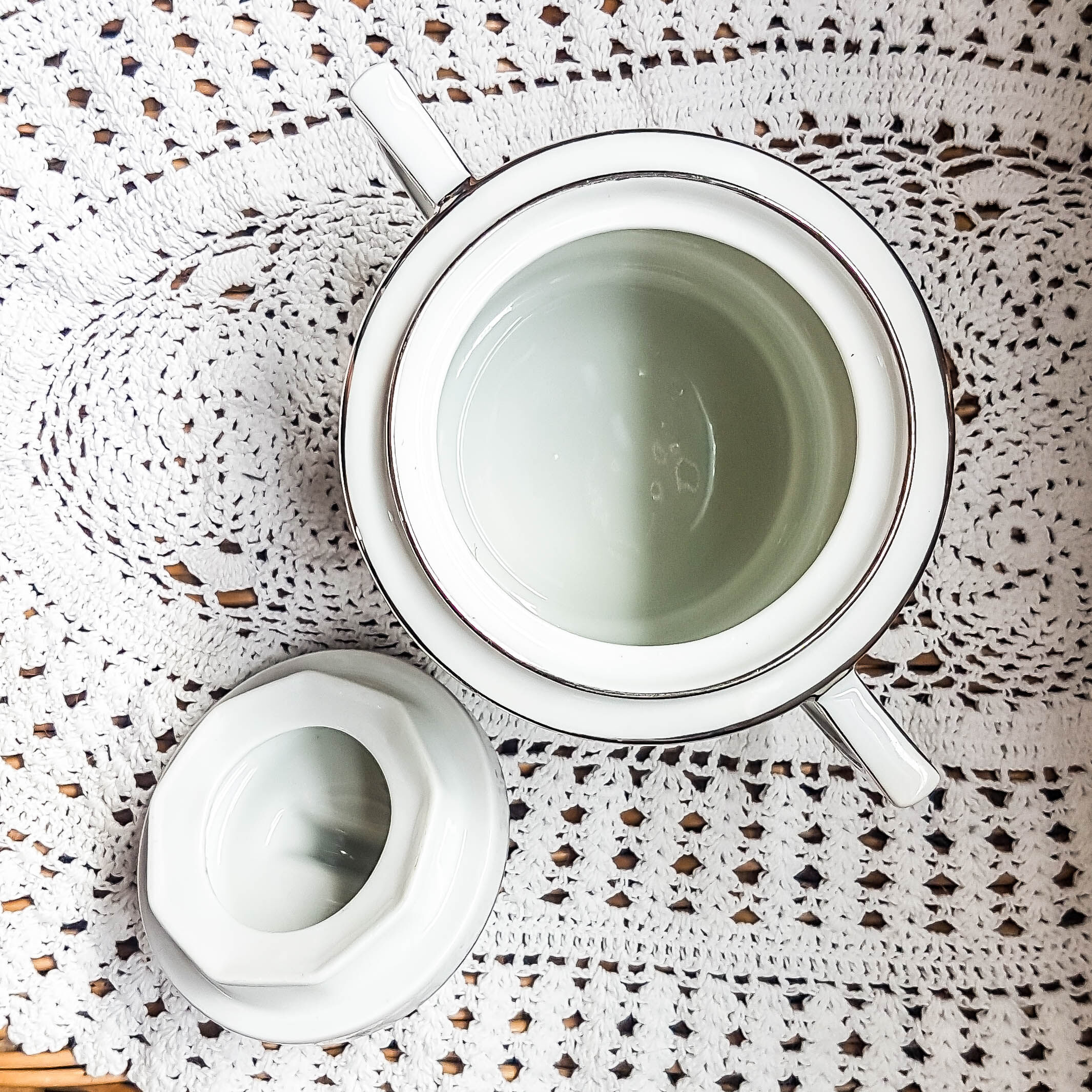 LIMOGES White and Silver Art Deco Style Coffee Service