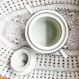 Service à café Limoges style art déco blanc et argent