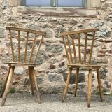 Pair of bistro chairs/Scandinavian beech bohemian - compass feet - vintage 1950 bentwood