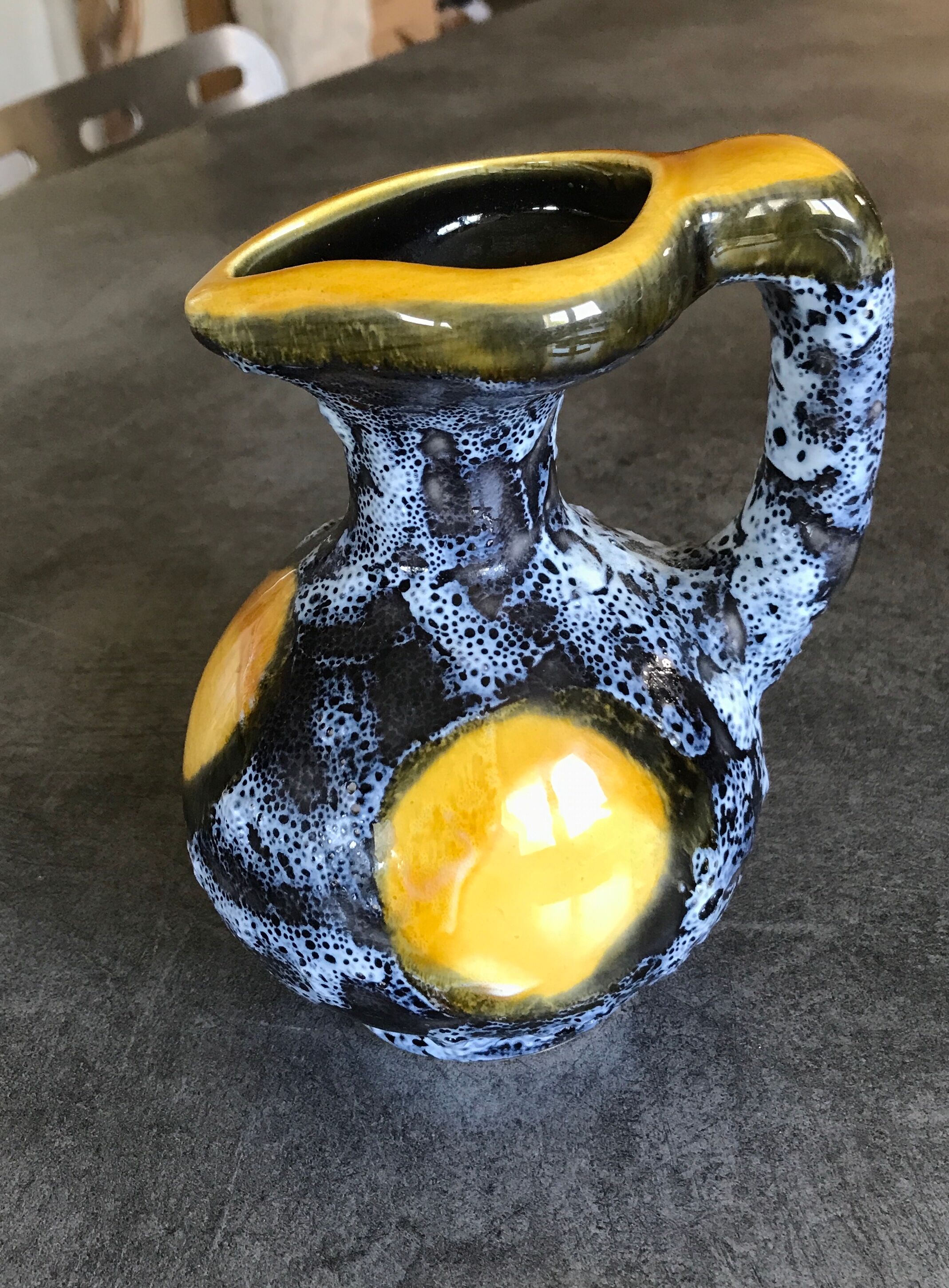 Ceramic pitcher fat lava from vallauris 14.5 cm