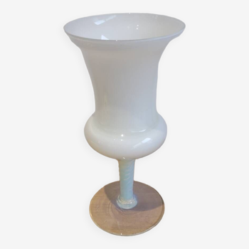 White opaline cut vase