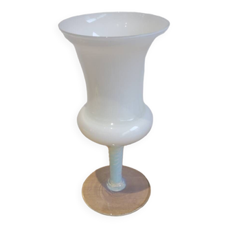 White opaline cut vase