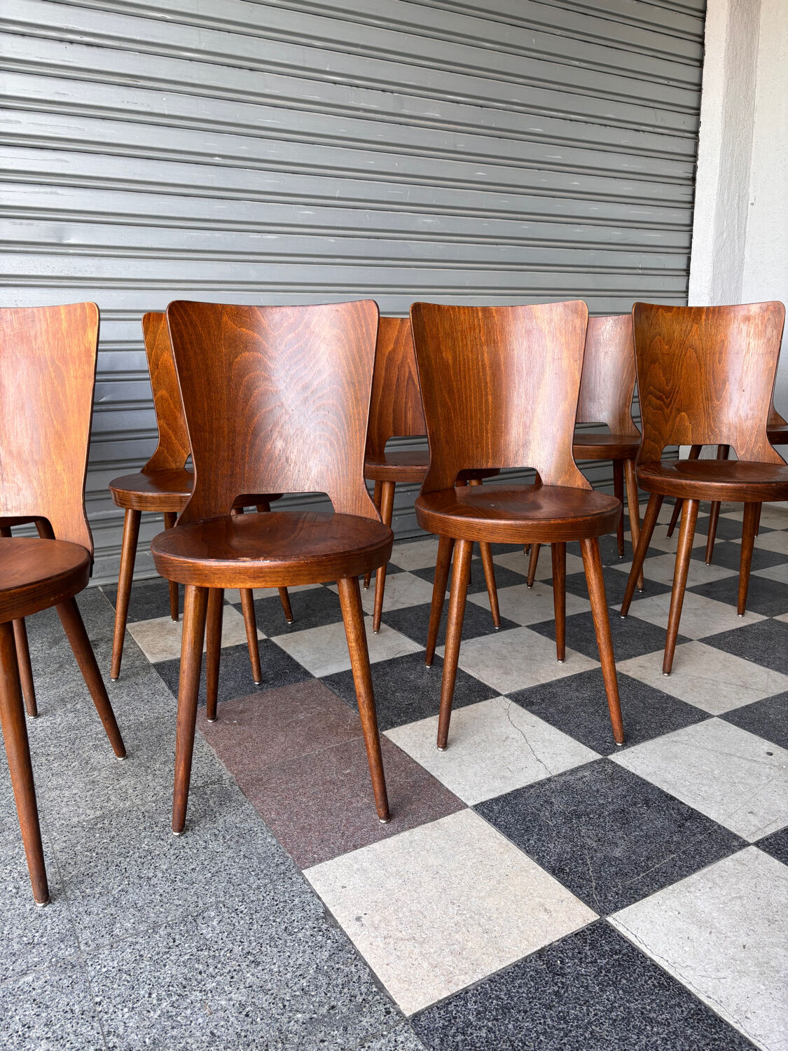 Set of 10 Baumann bistro chairs