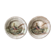 2 assiettes décor faisan faïence de Longwy XIXème