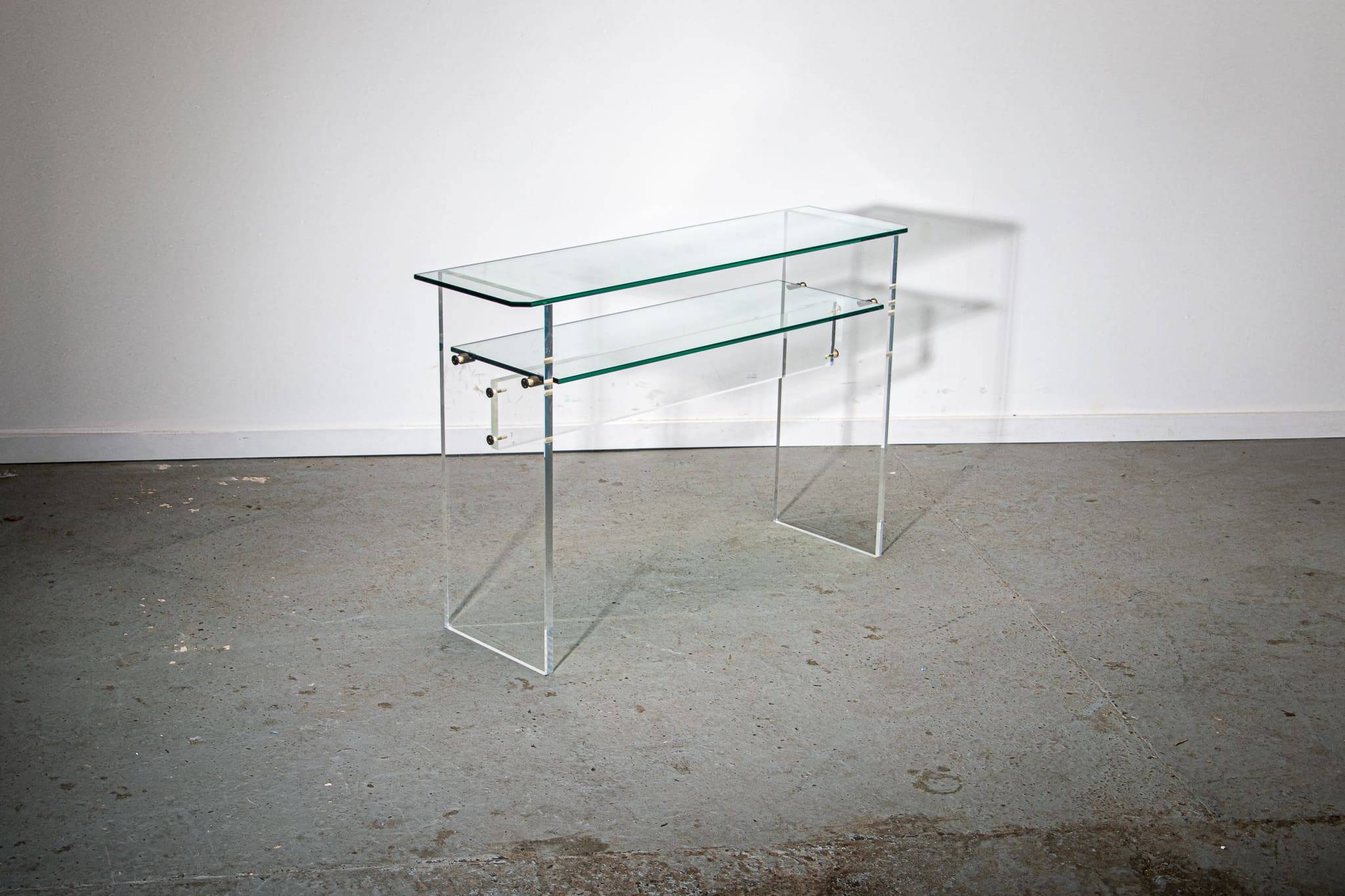 Table Console en Verre et Lucite par Roche Bobois, Circa 1980