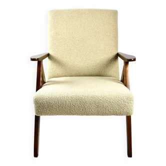 Fauteuil vintage beige boucle modèle b-310, 1970s