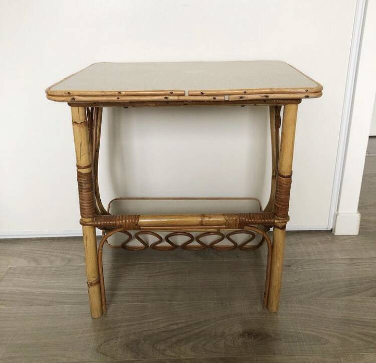 Vintage rattan bedside table