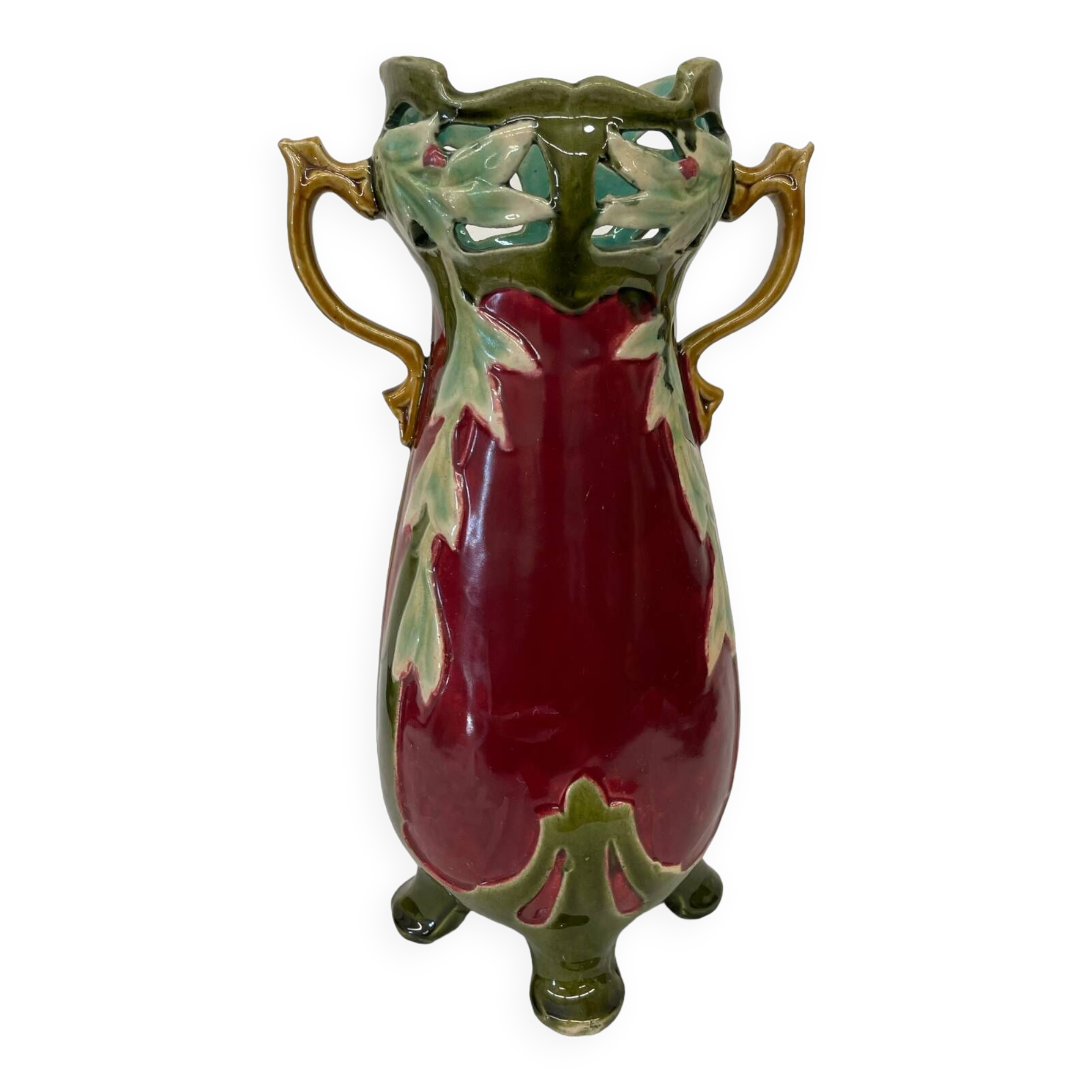 Slip floral decoration signed FM