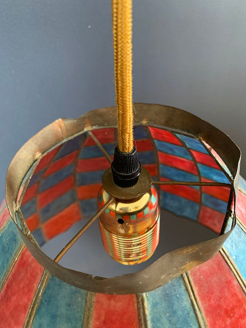 Mother-of-pearl and brass hanging lamp