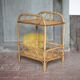 Vintage rattan serving table, two-tier side table.