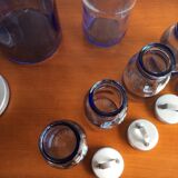 Lot de bouteilles verre bleu lagon