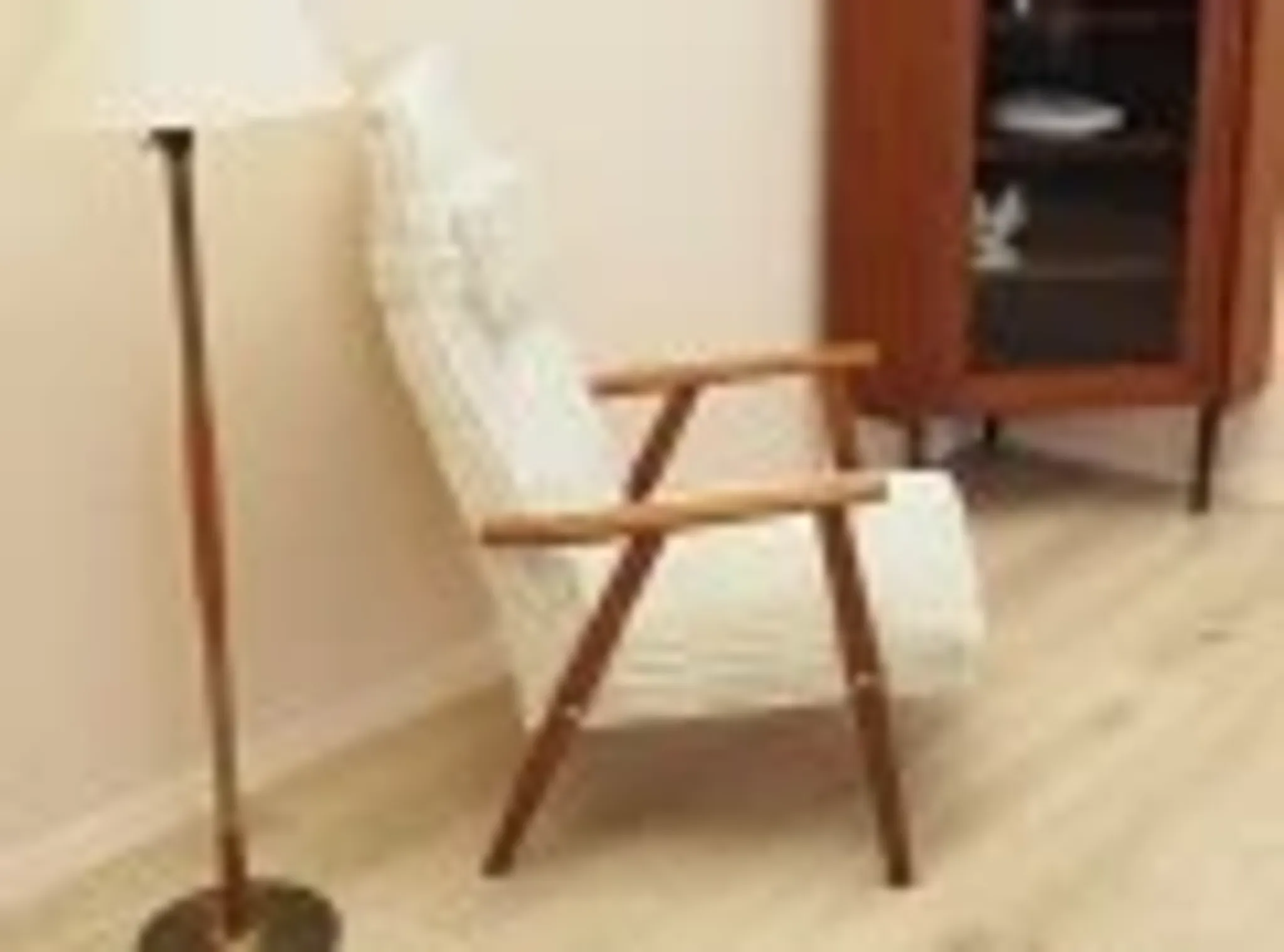 Danish teak lounge chair with new velour upholstery, 1960s