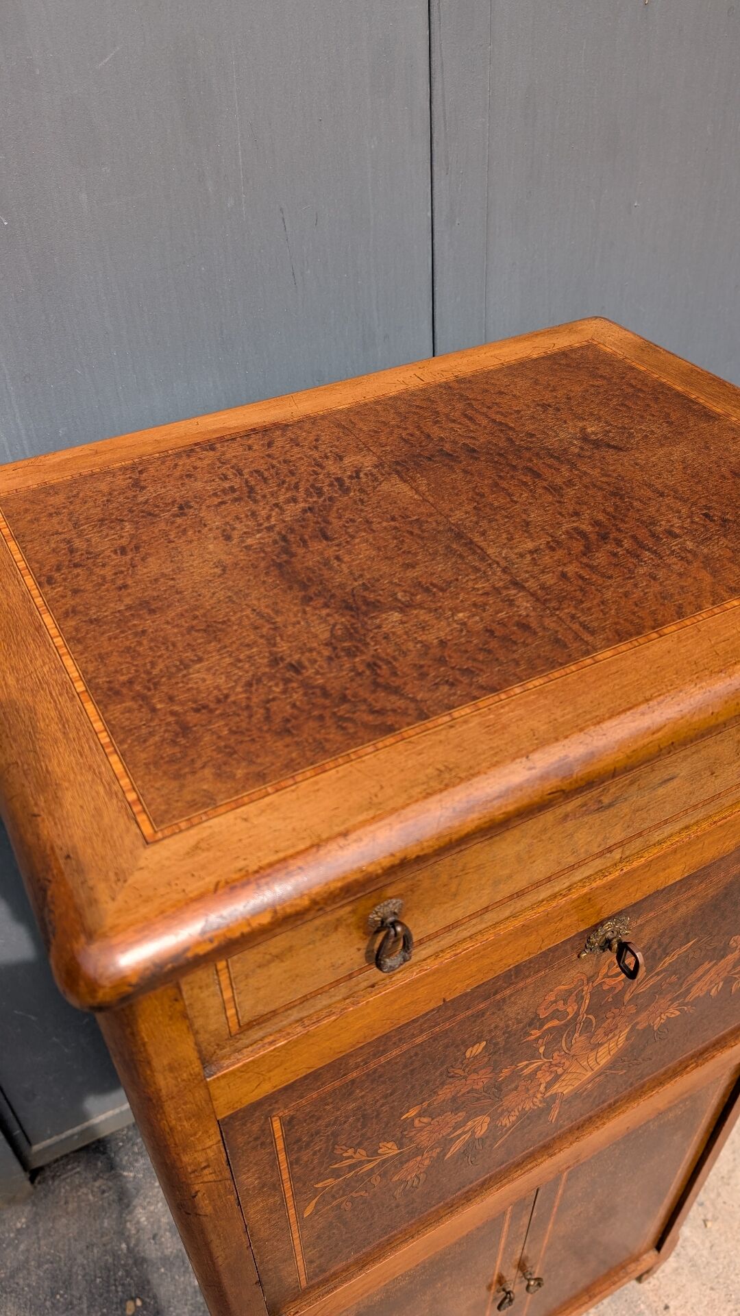 Antique marquetry secretary in Louis XVI style – late 19th / early 20th century