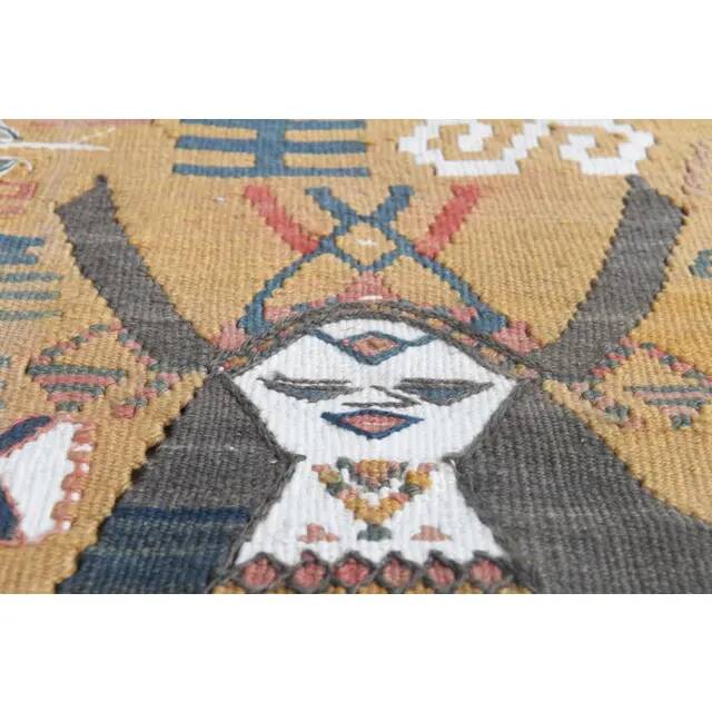 Shahmaran Motif Vintage Turkish Handmade Orange Kilim Rug  94x146