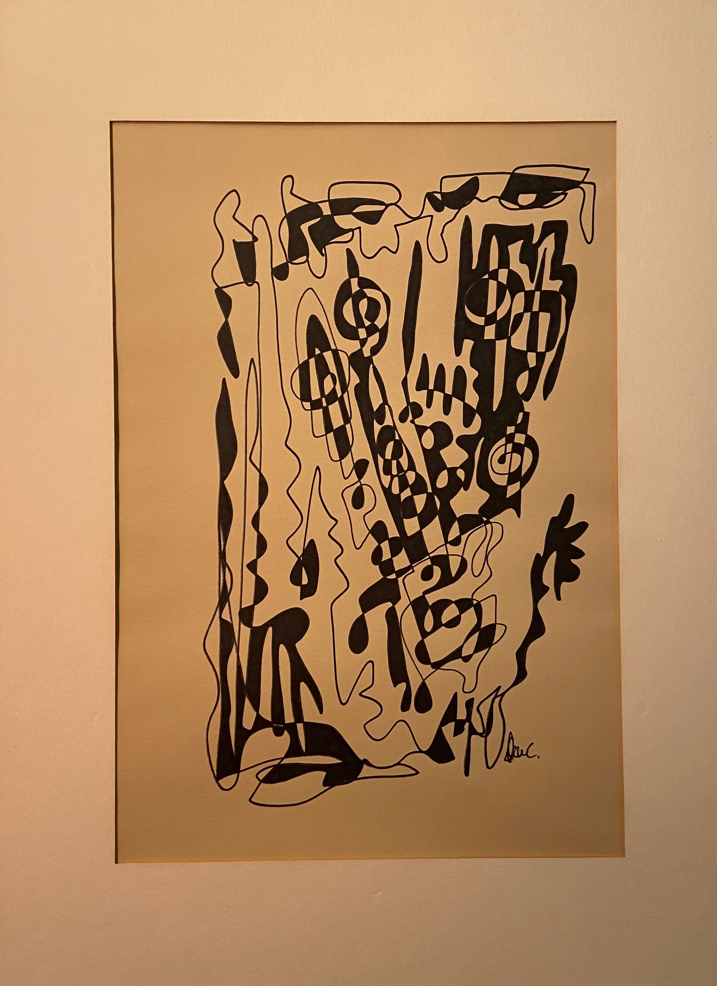 Ink drawing, signed abstraction