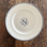 Round iron earth dish monogram “N” KG Lunéville