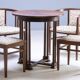 Art Nouveau seating set, bentwood table, armchairs & stools, circa 1910