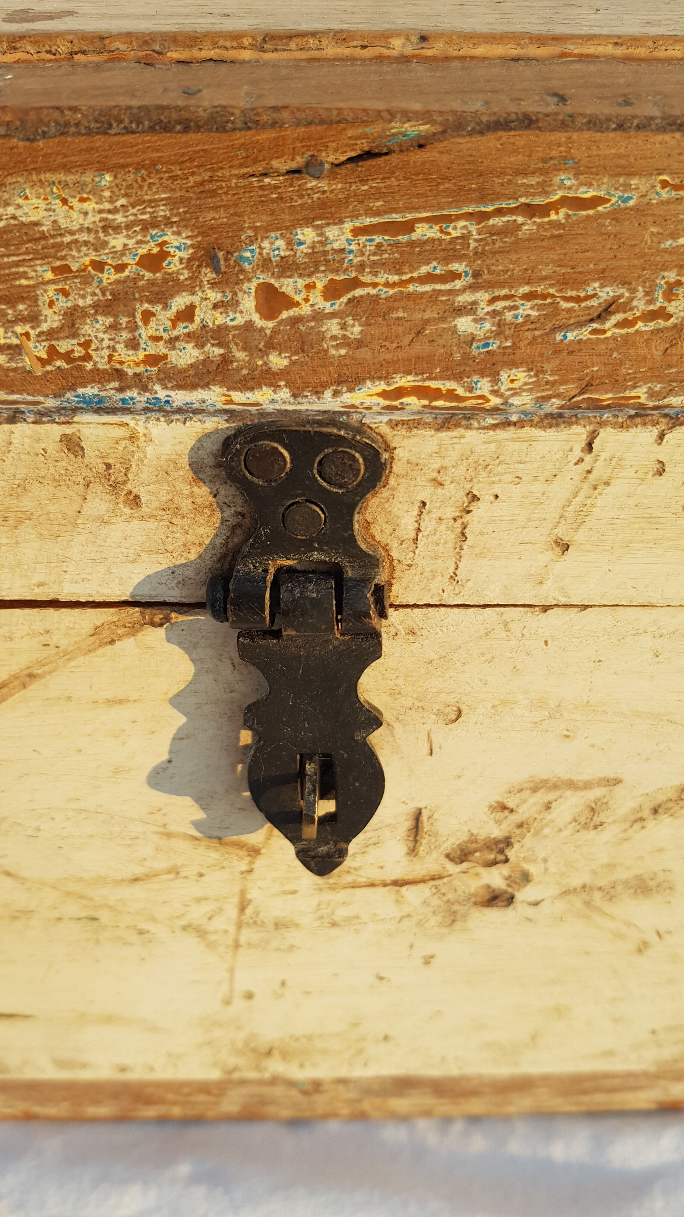 Old teak chest with original unbleached patina