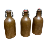 Set de 3 bouteilles en grès marron vintage