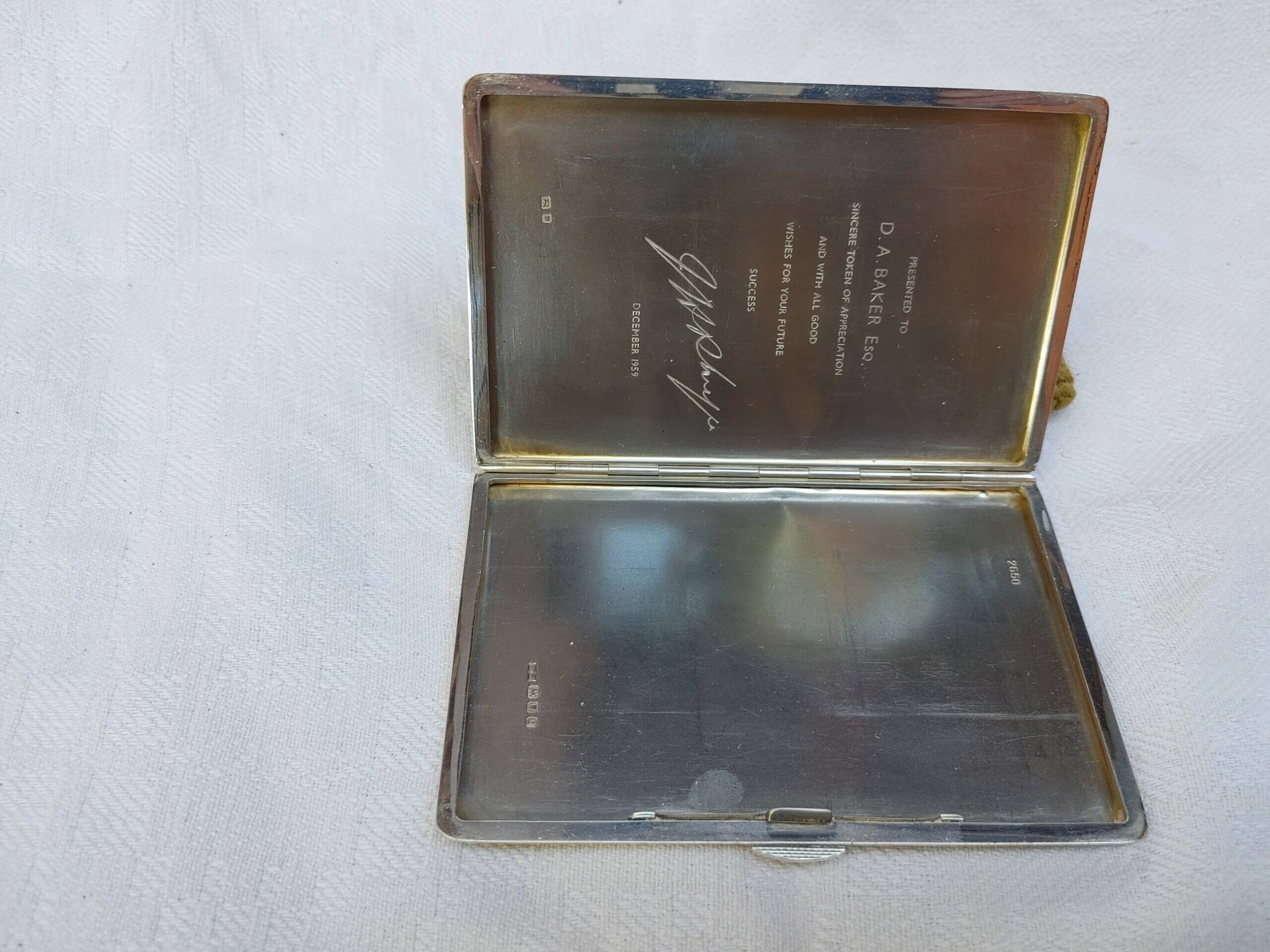 Old cigarette case or card holder in solid silver - English hallmarks - 195 gr