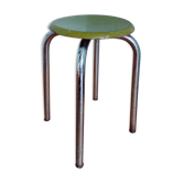 Chrome metal stool and wood