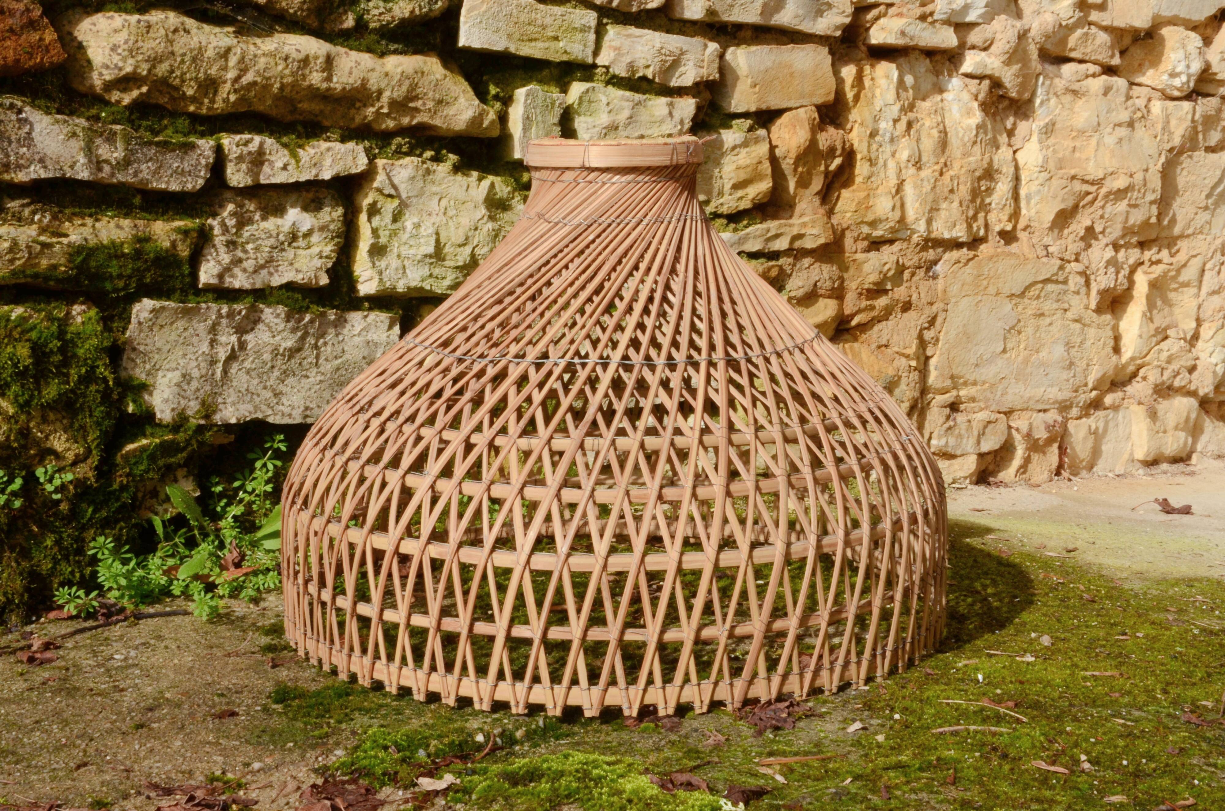 Large rattan pendant light, handmade, 55x40cm