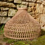 Large rattan pendant light, handmade, 55x40cm