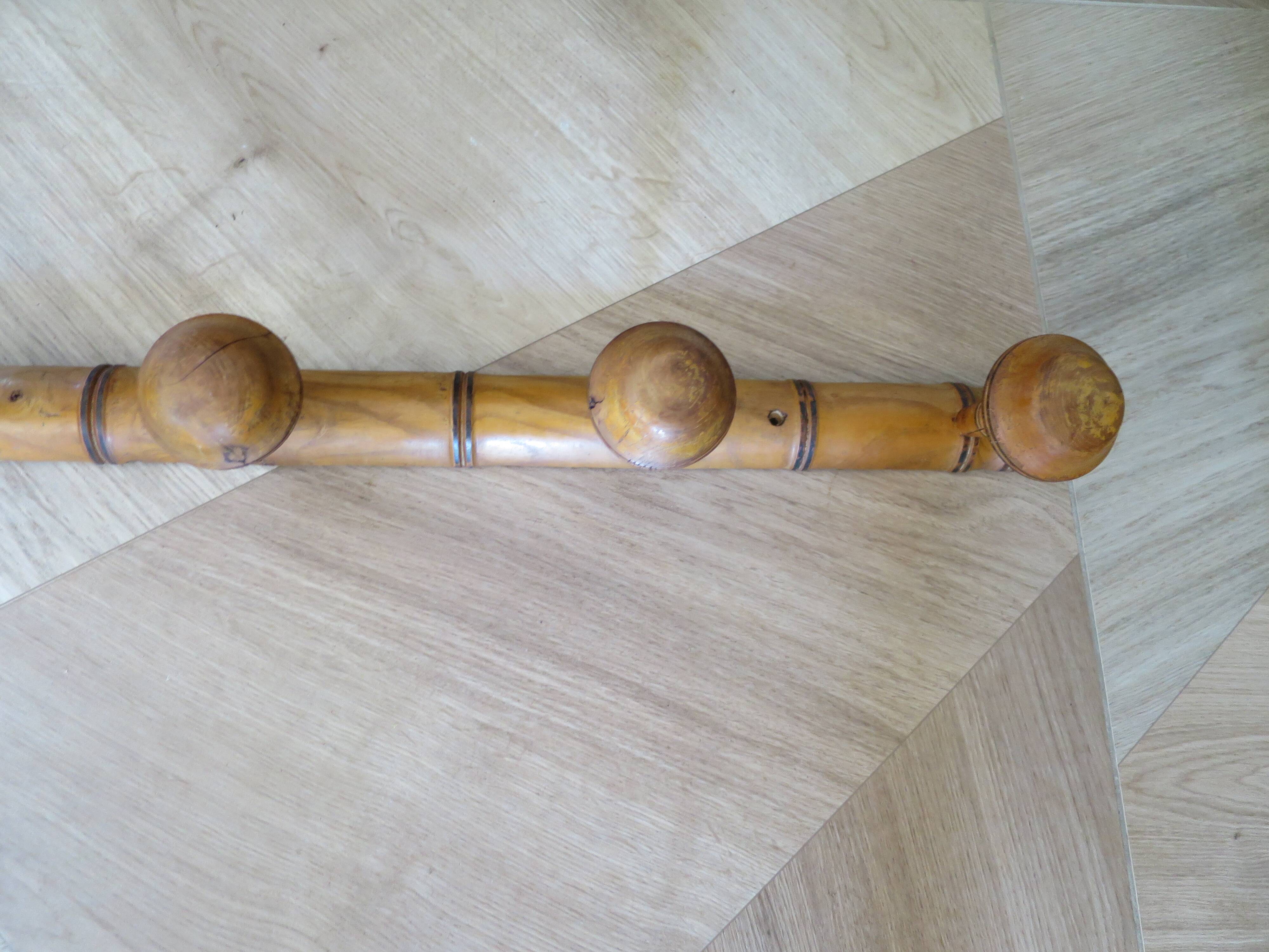 Portemanteau murale 6 patères en bois, 1980