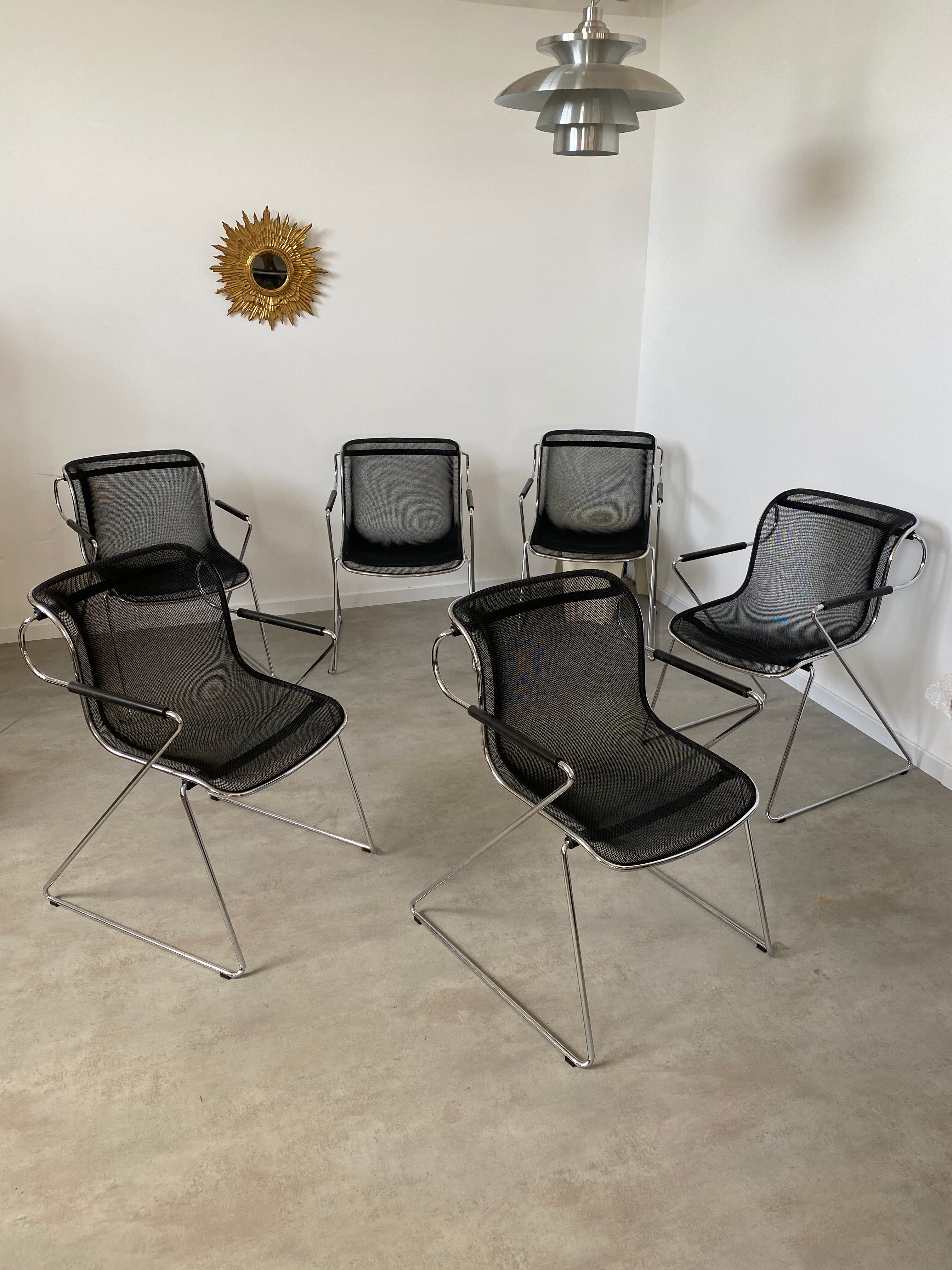 Set of 6 chairs "Penelope" by Charles Pollock for Castelli design year 1980