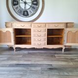 Low buffet in renovated solid cherry wood – Revisited Louis XV style – 250 cm