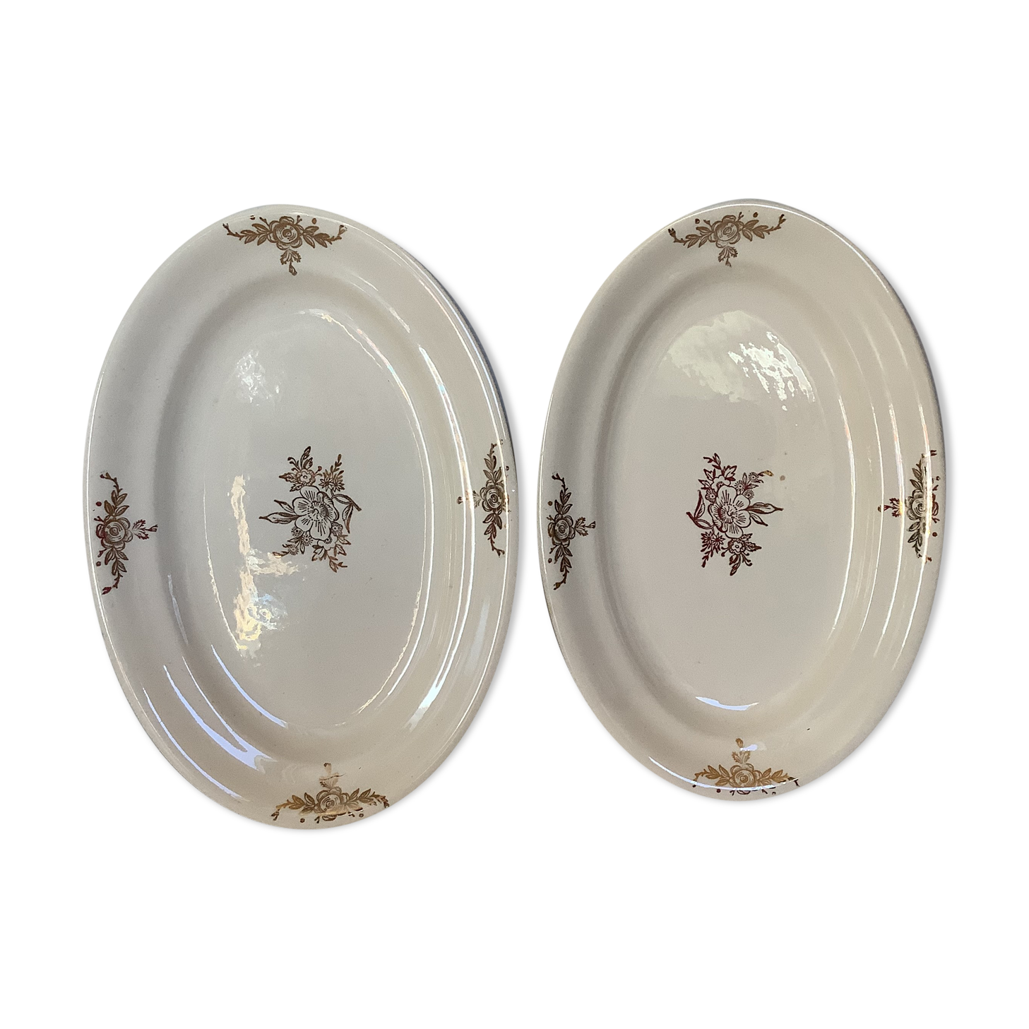 2 old Villeroy and Boch golden flower dishes