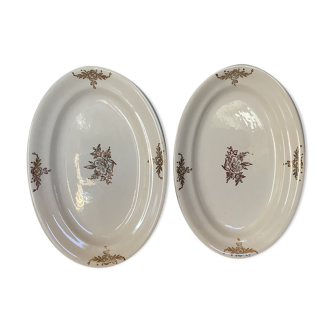 2 old Villeroy and Boch golden flower dishes