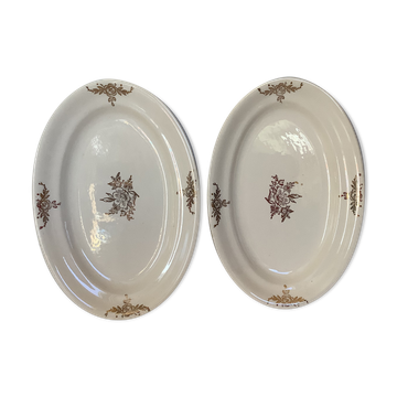 2 old Villeroy and Boch golden flower dishes