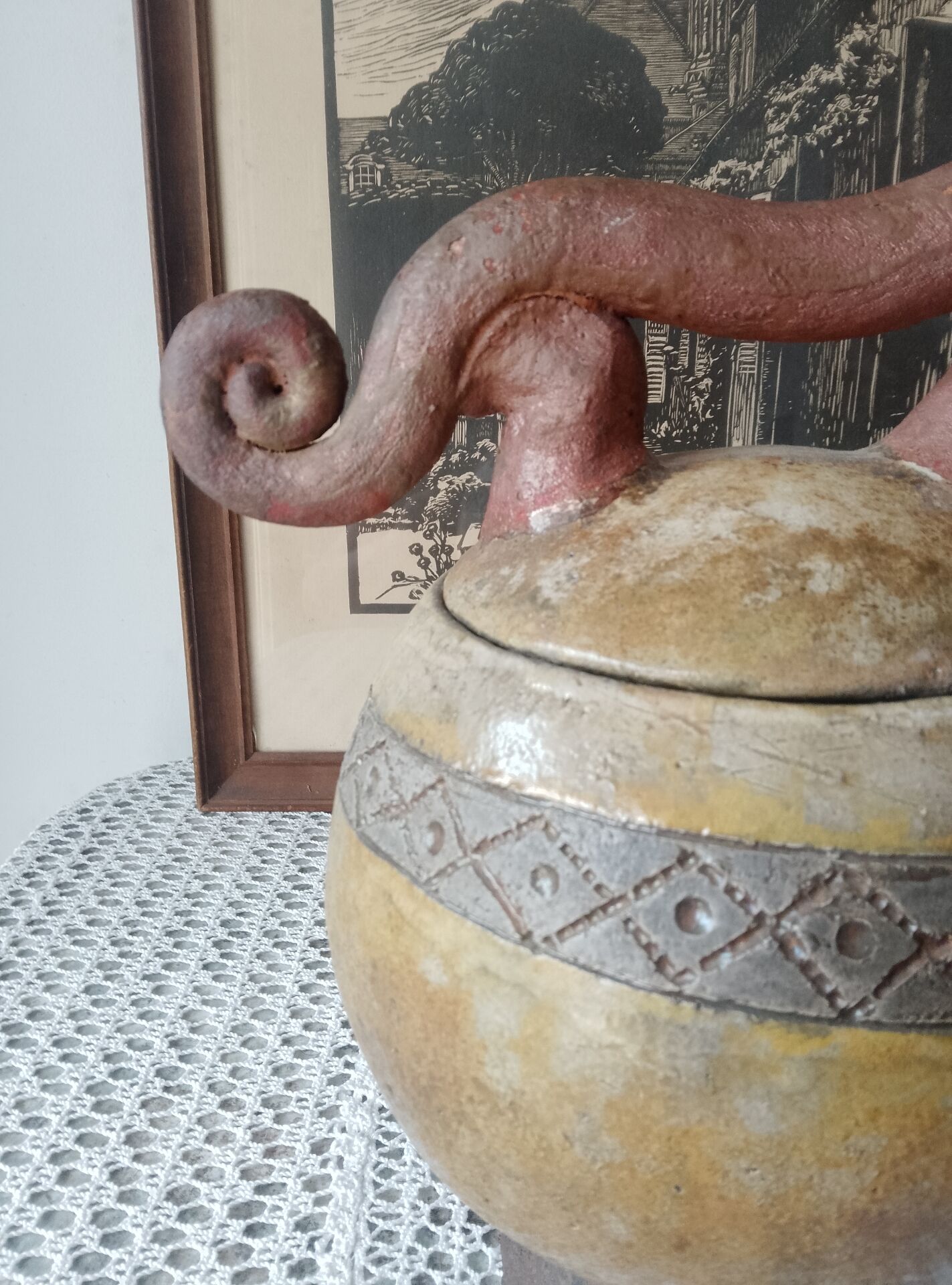 Art ceramic vase signed – Pre-Columbian style / Vallauris spirit