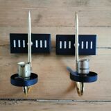 Paire d'appliques laiton et verre 1960