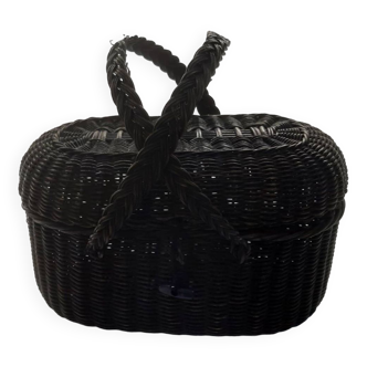 Petit panier ancien en osier style Bressan