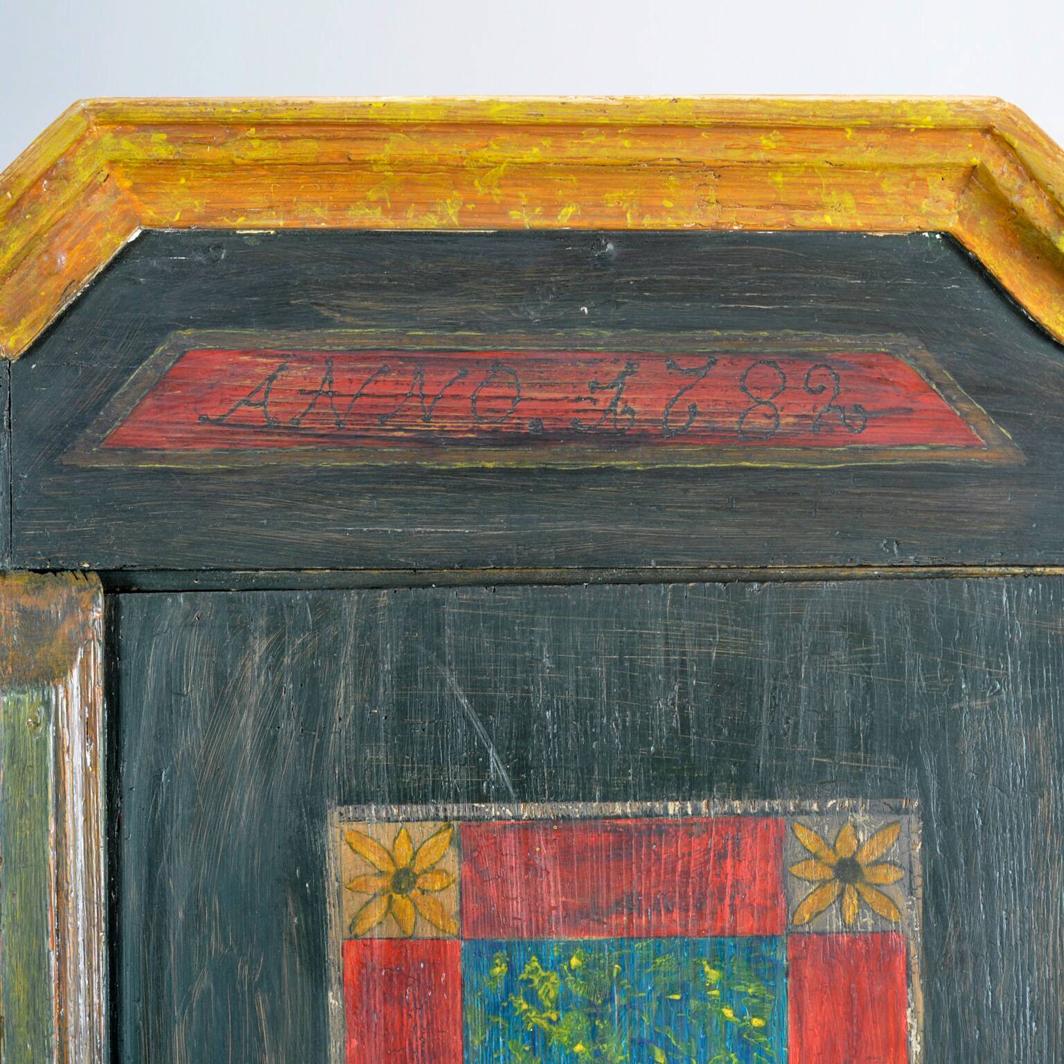 Hand painted Pine Wedding Cabinet, anno 1782
