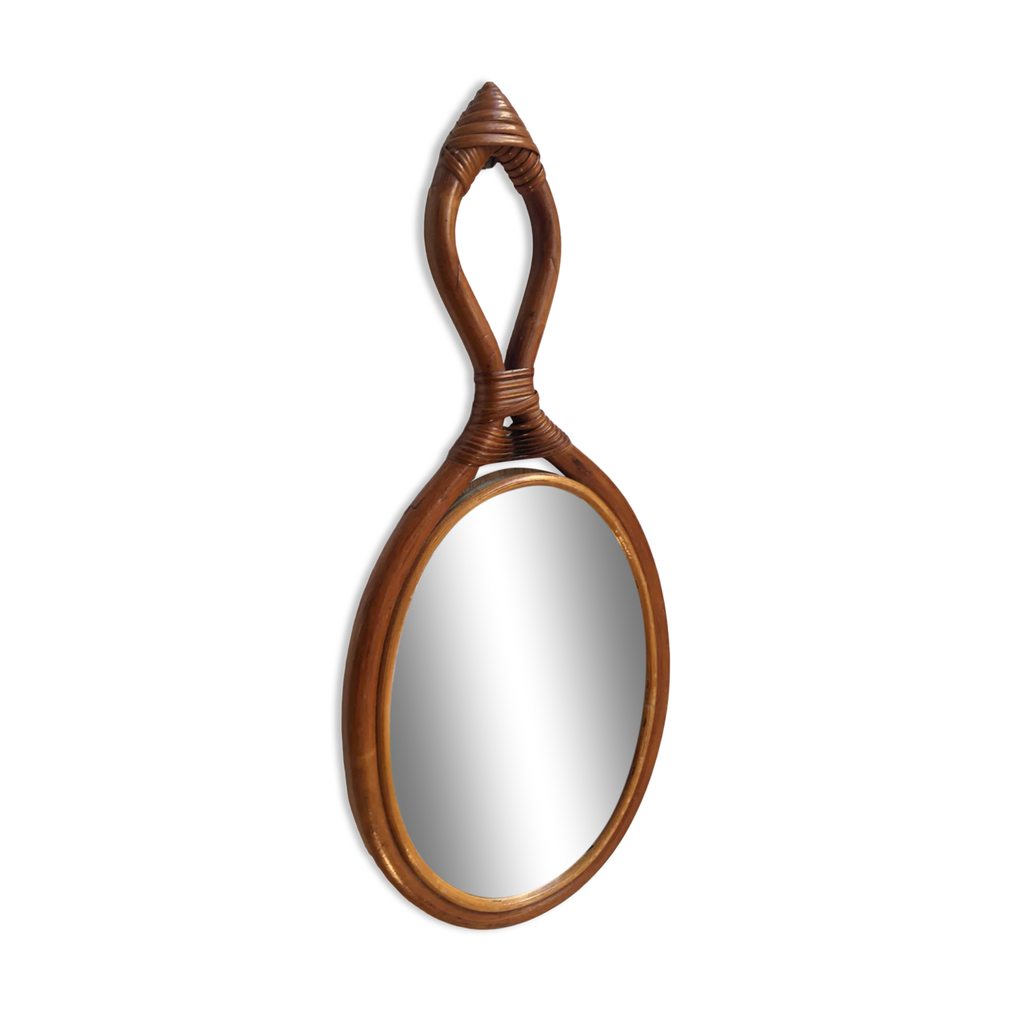 Vintage rattan mirror 19x40cm