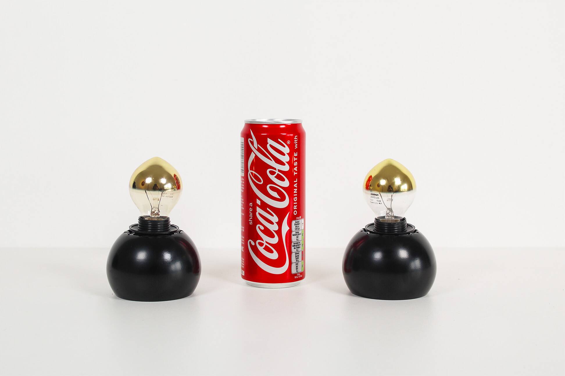 Set (2) of petite playful painted 'ball' wall lights, Italy 1970's