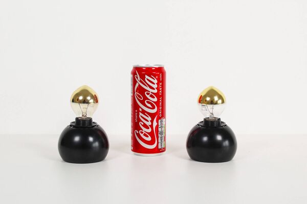 Ensemble (2) de petites appliques murales « boules » peintes et ludiques, Italie, années 1970