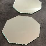 Pair of old underneath bottle tray hexagonal shape mirror 18 cm