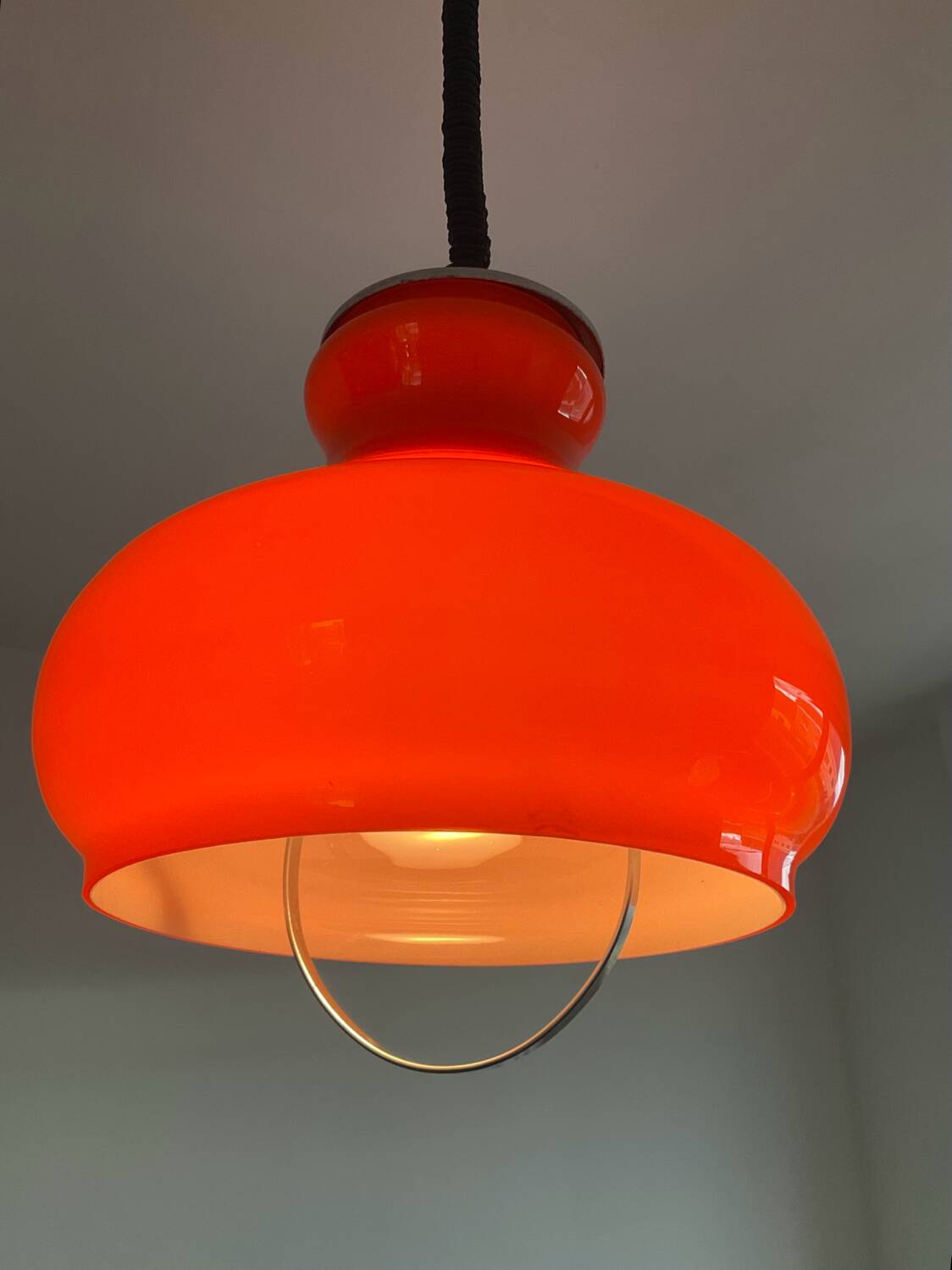 Opaline pendant light up and down from the 70s