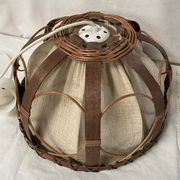 Suspension vintage en rotin et lin