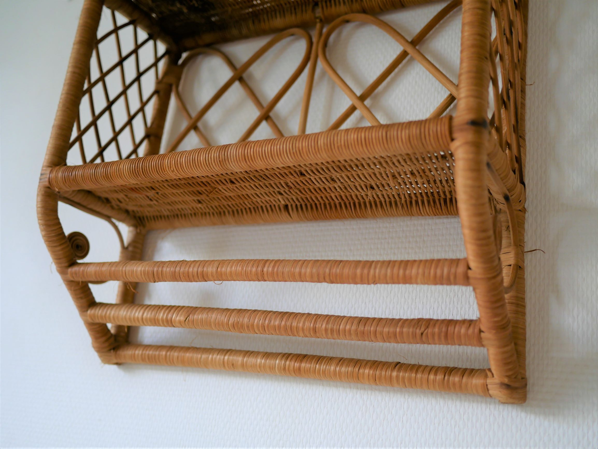 Rattan wall shelf