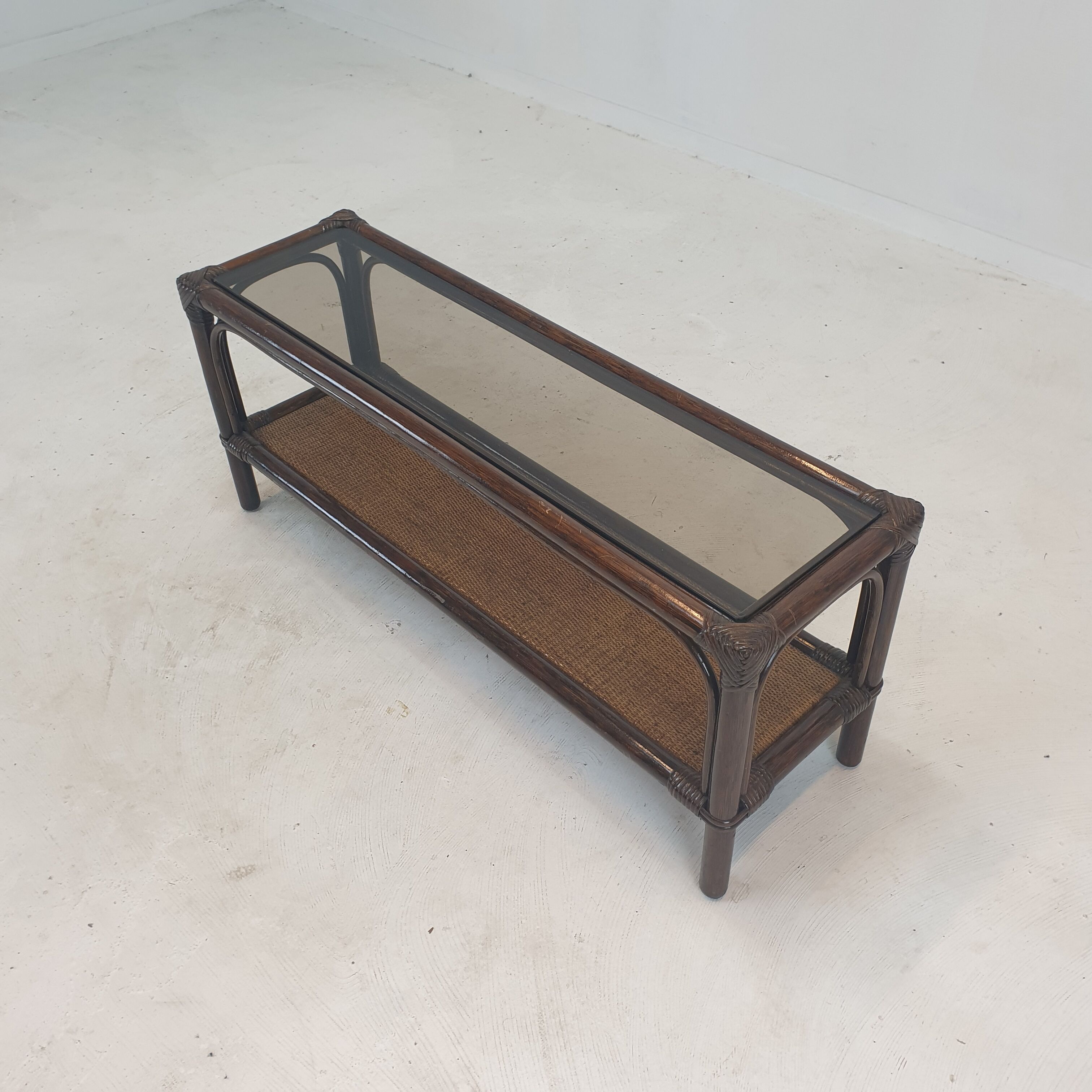 Italian Bamboo and Rattan Coffee Table, 1980s